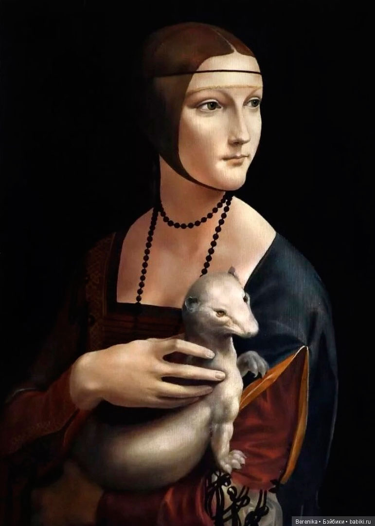 Картина Леонардо Да Винчи -Девушка с горностаем
